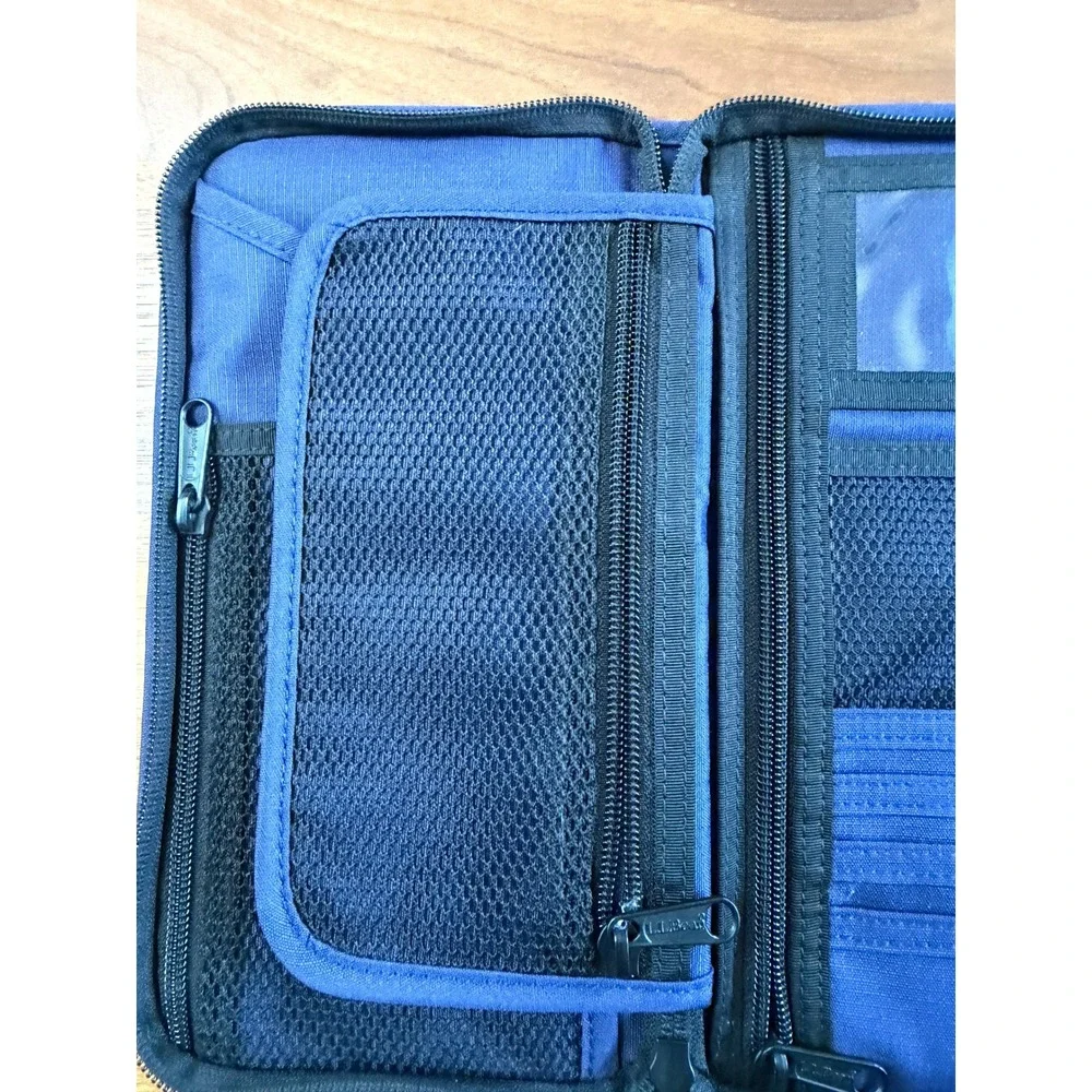 LL Bean Travel Wallet Organizer Blue Cordura Nylon Zip Passport Holder